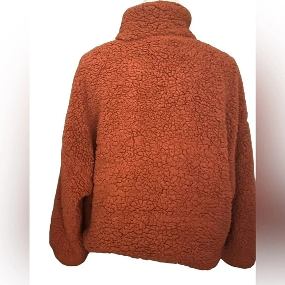 Urban Outfitters Willow Teddy Jacket Burnt Orange Cozy Fall Size L - Picture 3 of 9